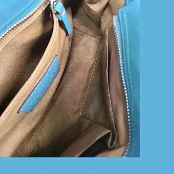 COACH Hamptons Teal Leather Belted Satchel Y2K - Picture 9 of 11